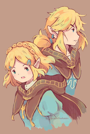 Link and Zelda (Zelda: Breath of the Wild, Ibis Paint)